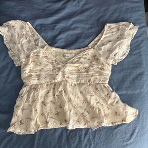 Hollister Cream Floral Top